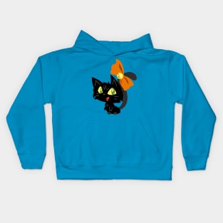 Halloween Black Cat with a Ribbon Kids Hoodie